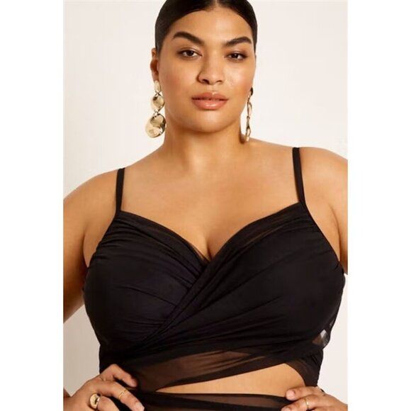 NWT Gabi Fresh Swim x ELOQUII 30 Underwire Wrap Detail Mesh Bikini Top 125482 - Picture 1 of 3